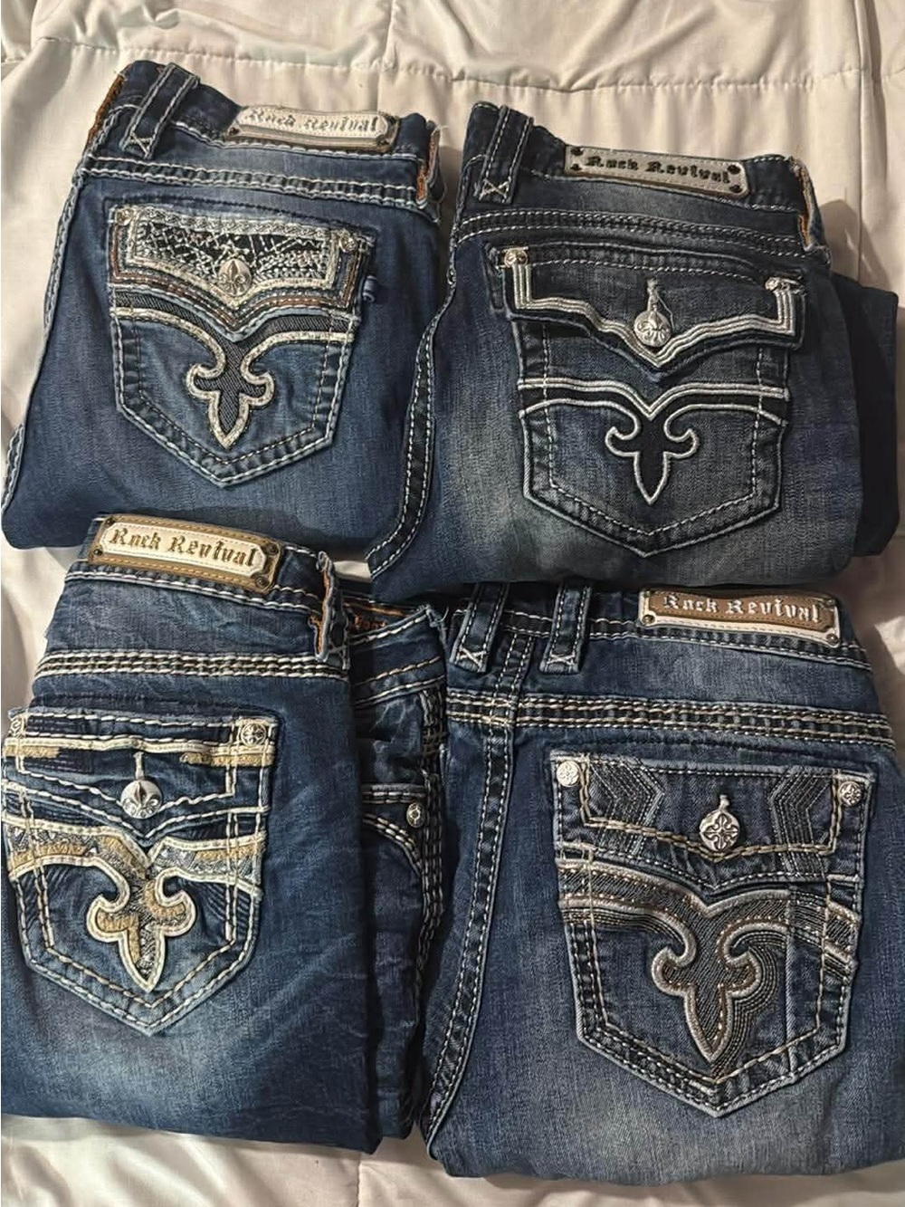 Rock Revival Embroidered Back Pocket Jeans - Dark Blue Lot Affliction